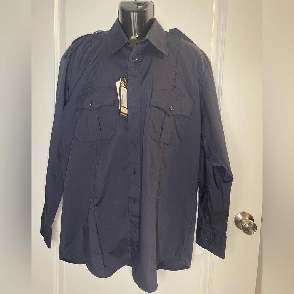 Navy Blue Button-Up Shirt 16” neck, 35” length NWT 511 Tactical Shirt Top